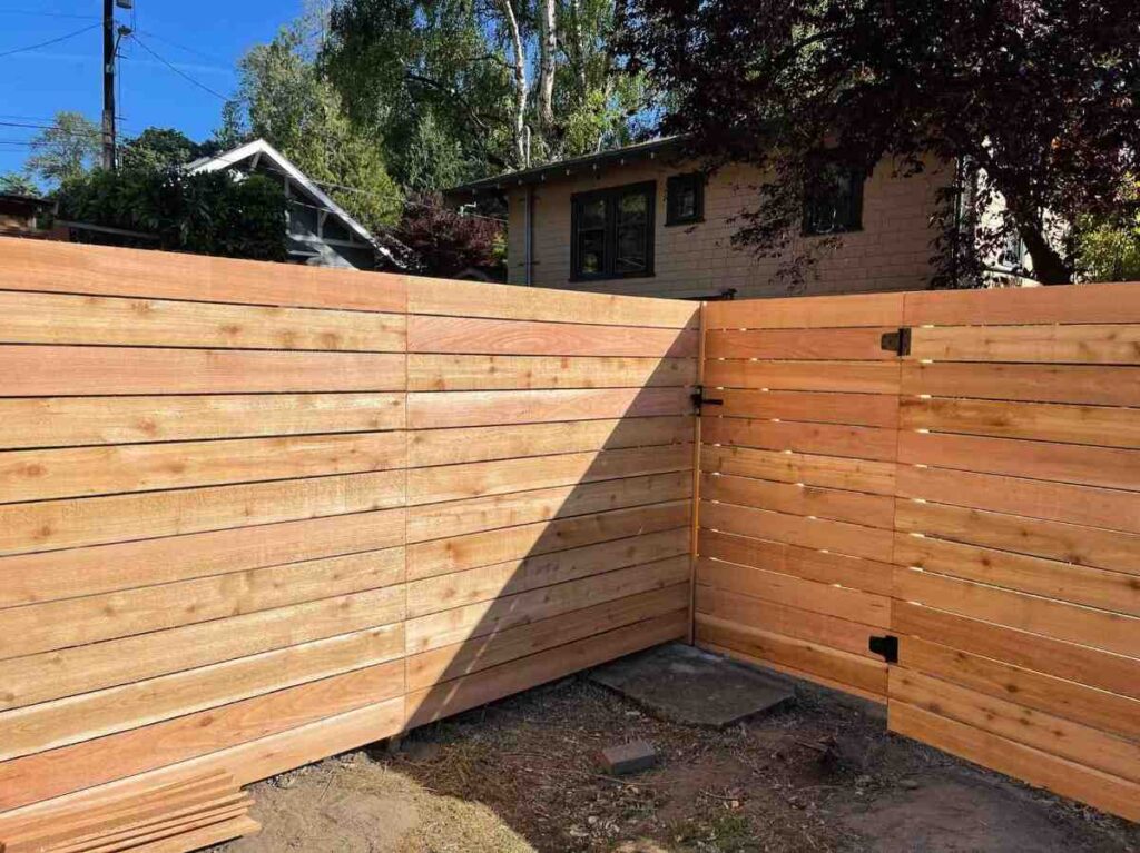 Modern Horizontal Wood Fence in a Yard in the Greater Seattle Area